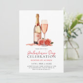 Invitation Vin Rose moderne Champagne de la Saint-Galentin (Debout devant)