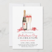 Invitation Vin Rose moderne Champagne de la Saint-Galentin (Devant)