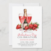 Invitation Vin Rose moderne Champagne de la Saint-Galentin (Devant)