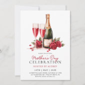 Invitation Vin Rose moderne Champagne Fête des Mères (Devant)