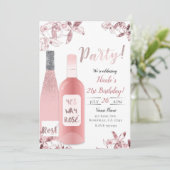 Invitation Vin Rosé Pink et Fleurs d'Orchidée Fête de Célébra (Debout devant)