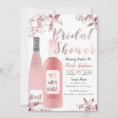 Invitation Vin Rosé Rose & Fleurs d'Orchidée Baby Shower (Devant)