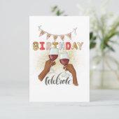 Invitation Vin rouge Africain Américain fille Anniversaire (Debout devant)