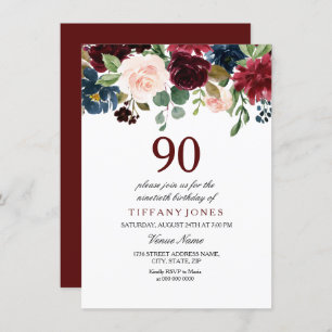 Invitation Vin rouge Bourgogne Fleurs 90e anniversaire Invita