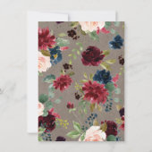 Invitation Vin rouge Bourgogne Floral 60e fête d'anniversaire (Dos)