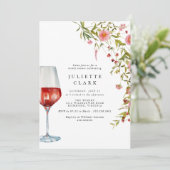 Invitation Vin rouge et Fête des mariées de jardin fleuri ros (Debout devant)