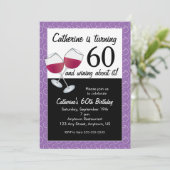 Invitation Vin rouge, fête d'anniversaire 60 ans (Debout devant)