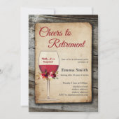 Invitation Vin rouge, fête de la retraite, retraite (Devant)