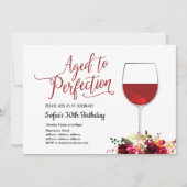 Invitation vin rouge, floral, vieilli à la perfection, annive (Devant)