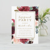 Invitation Vin rouge Gold Floral Aquarelle Party (Debout devant)