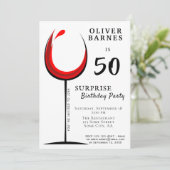 Invitation Vin rouge moderne 50e anniversaire Surprise Party (Debout devant)