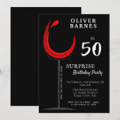 Invitation Vin rouge moderne 50e anniversaire Surprise Party (Devant / Derrière)
