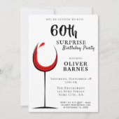 Invitation Vin rouge moderne 60e anniversaire Surprise Party (Devant)