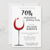 Invitation Vin rouge moderne 70e anniversaire Surprise Party (Devant)