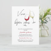 Invitation Vin Rouge Moderne Avant Vows Fête des mariées (Debout devant)