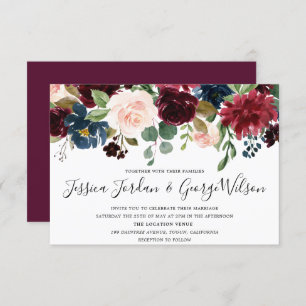 Invitation Vin rouge moderne Bourgogne Aquarelle Mariage Invi