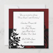 Invitation Vin rouge Noir Blanc Femme 40e fête d'anniversaire (Dos)