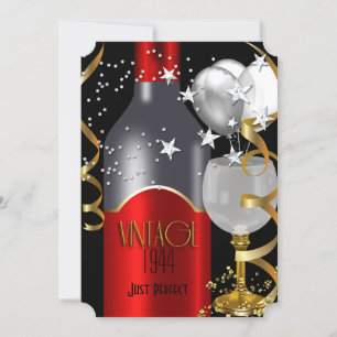 Invitation Vin rouge noir or argent métallisé 70e anniversair