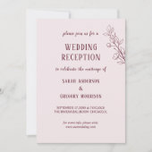 Invitation Vin Rouge Simple Boho Floral Mariage Réception (Devant)