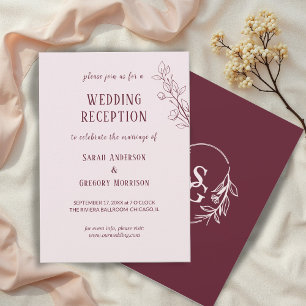 Invitation Vin Rouge Simple Boho Floral Mariage Réception