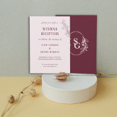 Invitation Vin Rouge Simple Boho Floral Mariage Réception
