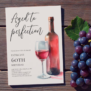 Invitation Vin Rouge Vieilli à la Perfection Soixantième Anni