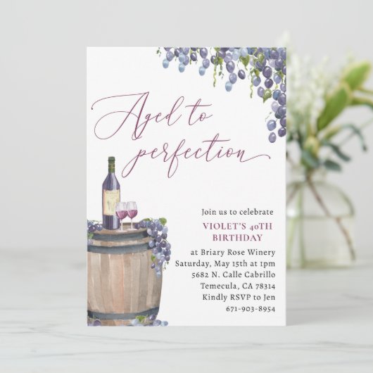 Invitation Vin Rustique Anniversaire, Âgé À La Perfection (Debout devant)
