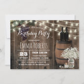 Invitation Vin Rustique Baril Floral Jar Winthday (Devant)