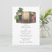 Invitation Vin rustique Barrel Vignoble Mariage (Debout devant)