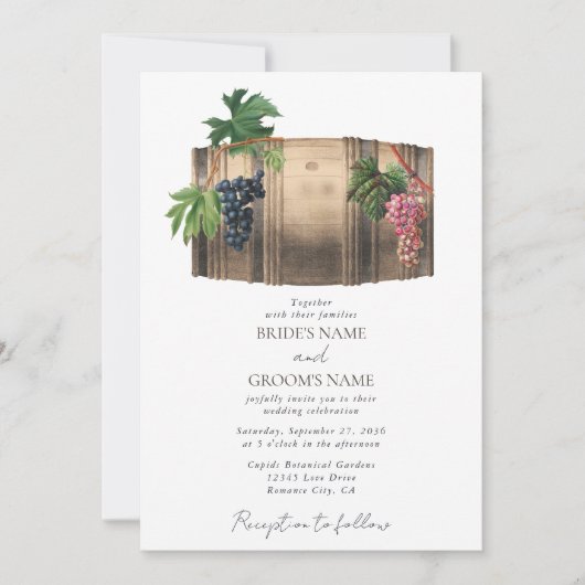 Invitation Vin rustique Barrel Vignoble Mariage (Devant)