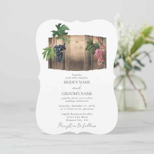 Invitation Vin rustique Barrel Vignoble Mariage (Debout devant)