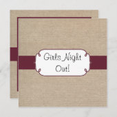 Invitation Vin rustique et nuit beige de filles de toile de (Devant / Derrière)