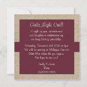 Invitation Vin rustique et nuit beige de filles de toile de (Dos)