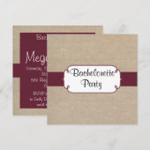 Invitation Vin rustique et partie beige de Bachelorette de (Devant / Derrière)
