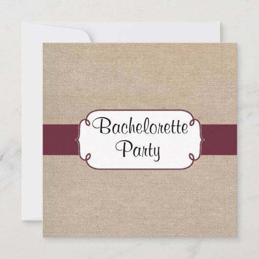 Invitation Vin rustique et partie beige de Bachelorette de (Devant)