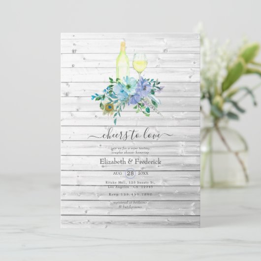 Invitation Vin Rustique Mint Boho Dégustation Couples Douche (Debout devant)