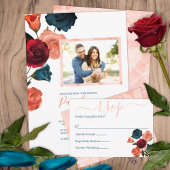 Invitation Vin Sangria, Rouge, Orange, Mariage Rose Turquoise