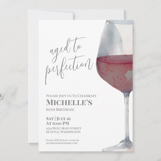 Invitation Vin Simple Soixante 60e anniversaire (Devant)