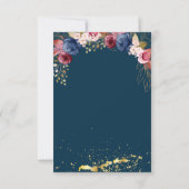 Invitation Vin Tasring Floral Navy Blue Wedding Réception (Dos)