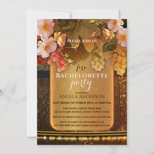 Invitation Vin Thème String Lumières Bachelorette Party (Devant)