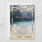 Invitation Vin Verre Ballons Gold Parties scintillant Plage R (Devant)