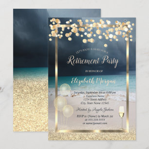 Invitation Vin Verre Ballons Gold Parties scintillant Plage R