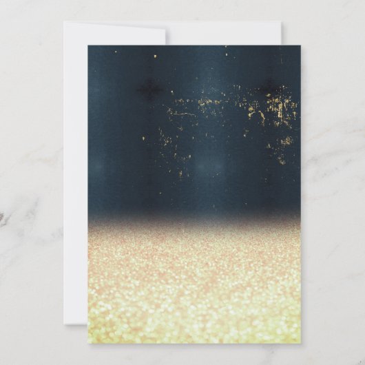 Invitation Vin Verre Ballons Parties scintillant Or Bleu Retr (Dos)