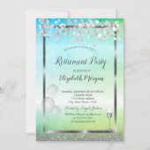 Invitation Vin Verre Ballons Parties scintillant Retraite ver (Devant)