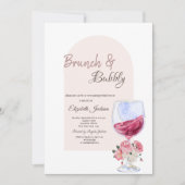 Invitation Vin Verre Boho Fleurs Confetti Brunch & Bubbly (Devant)