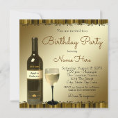 Invitation Vin Verre Bouteille Black Gold 65e fête d'annivers (Dos)