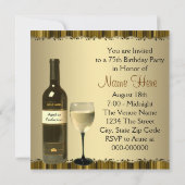 Invitation Vin Verre Bouteille Or 75e fête d'anniversaire (Dos)