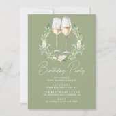 Invitation Vin vert Sage | Moderne N'Importe Quel Âge Adulte  (Devant)