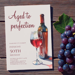 Invitation Vin Vieilli à la Perfection Fête d'anniversaire Ad