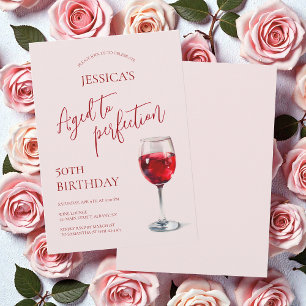 Invitation Vin Vieilli à la Perfection Rose Soixantième Anniv
